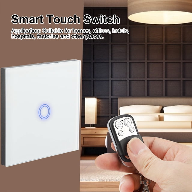 Intelligent Touch Switch, 86 Type 1 Way Tempered Glass Panel Light Smart Touch Switch With Remote Control Switch Family Wall Lamp 110-240V