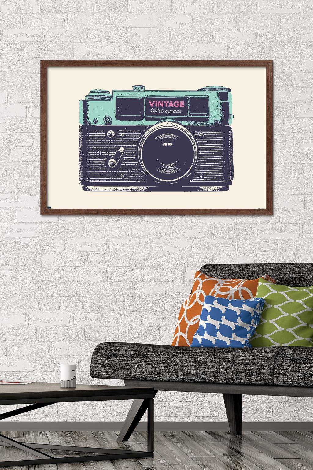 Vintage Camera Wall Poster, 22.375" x 34" Framed