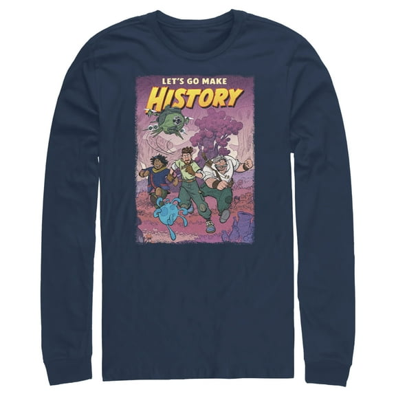 Men's Strange World Let's Go Make History  Long Sleeve Shirt Navy Blue Medium