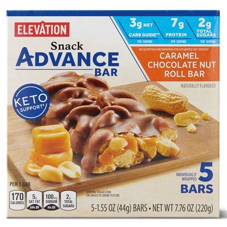Elevation Caramel Nut Roll Bar, 5 count - Pack of 2