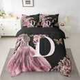 thumbnail image 2 of Erosebridal Literie Romantique Monogrammée D Format Grand, Ensembles de Literie de Princesse de Rêve Format Grand, Ensemble de Lit Rose, Décor de Chambre en Microfibre, 7 Pcs, 2 of 6