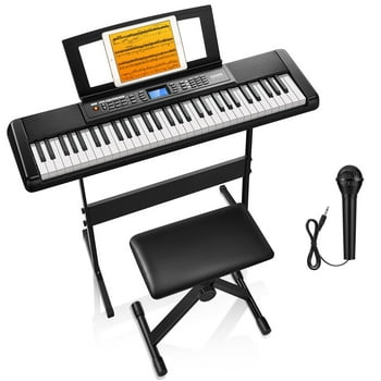 Donner New Arrival DEK-200 61 Key Piano Full-Size Electronic Keyboard Set, Dual Keyboard, Auto Accompaniment, Metronome, Record, Includes 300 Tones and Rhythms, with Stand, Bench, Microphone