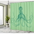 thumbnail image 4 of Ambesonne Octopus Shower Curtain, Monochrome Marine Sketch, 69"Wx75"L, Shamrock Green, 4 of 4