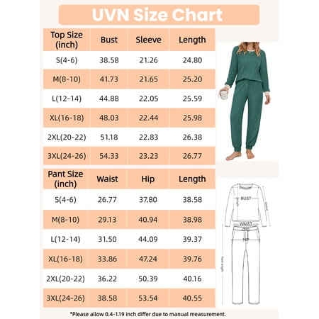 UVN Womens Pajama Set Two Piece Color Block Long Sleeve Top and Long Pants Ladies Fall Matching Oufits Casual Loungewear