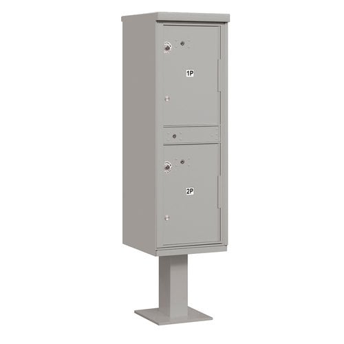 Outdoor Parcel Locker (Includes Pedestal) - 2 Compartments - Gray - USPS Access