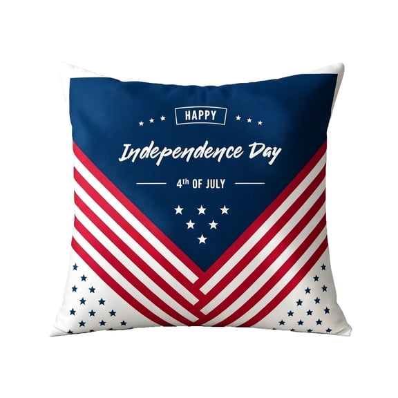 4th of July Patriotic Linen Decorative Pillow Covers 18x18 Inch, Red White Blue Throw Pillow Case, Independence Day Pillowcase for Home, Sofa, Bed