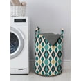 thumbnail image 3 of Geometric Laundry Bag, Repetitive Pattern of Vertical Zigzag Lines and Rhombuses Lozenges, Hamper Basket with Handles Drawstring Closure for Laundromats, 13" x 19", Teal Blush and Khaki, by Ambesonne, 3 of 4
