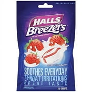 Halls Breezers Drops, Creamy Strawberry, 25 Ct (Pack of 12)