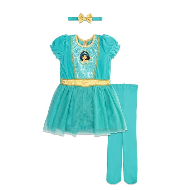 Disney Princess Jasmine Dress Tights and Headband 3 Piece Set Infant to