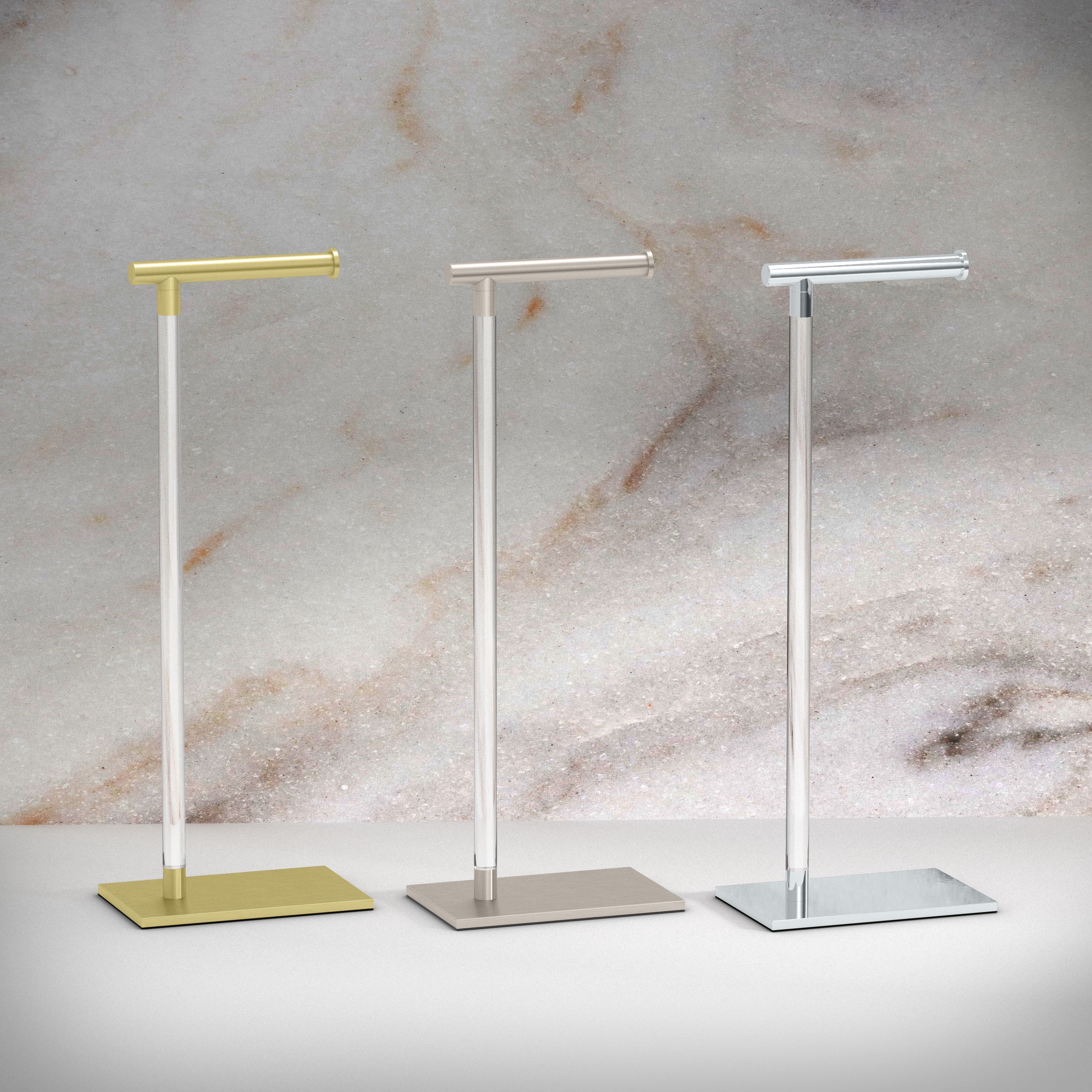 Gatco Square Freestanding Toilet Paper Holder with Weighted Base, Crystal Clear Acrylic/Chrome
