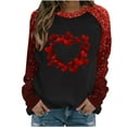 thumbnail image 2 of Funny Valentine's Day Sweatshirt Classic Love Heart Printed Pullover Casual Shoulder Sleeve Long Sleeve Round Neck Loose Cozy Sweatshirts Tops Red XXXL, 2 of 4