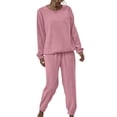 thumbnail image 2 of LIZUOJUN Pajama Sets for Women 2 Piece Fleece Long Sleeve Pants Sleepwear Lounge Set Soft Cozy Warm Pjs Loungewear Round Neck Pajama Warm Cozy Sleepwear - M, 2 of 5