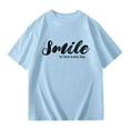 thumbnail image 5 of Big Kid Children Kids Girls Letter Printed Short Sleeve T Shirts Kids Oversized Tops Casual Crewneck Basic Tees Youth Girls Athletic Shirts Drafter Shirt Big Clothes Size 16 Long 11-12 Years Blue, 5 of 6