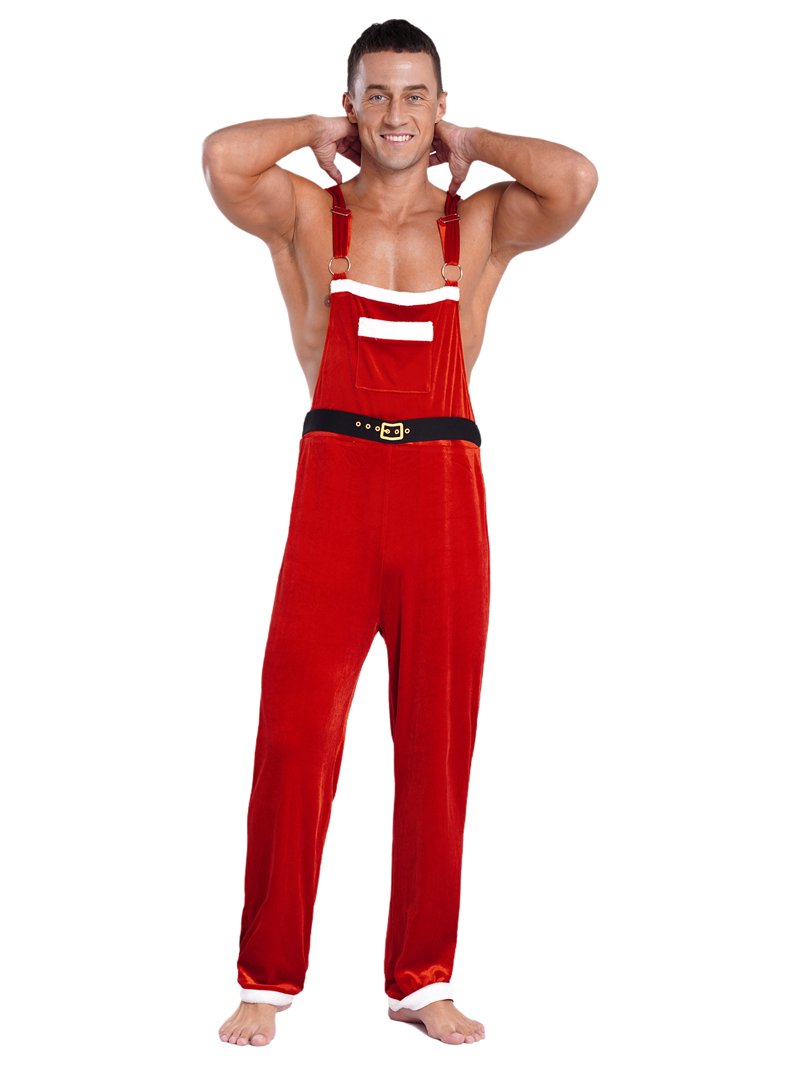Zaldita Mens Christmas Flannel Dungarees Overalls Adjustable