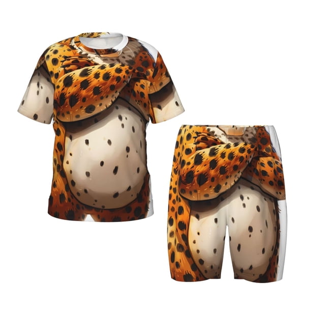 Balery Cartoon Cheetah With Attitude Conjunto de Pijama Infantil de Manga Corta con Estampado – Ropa de Dormir de Algodón Suave-3X-Large