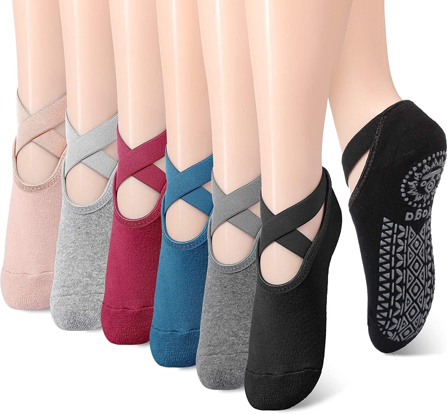 Samurai Sock 3-Pair Non-Slip Socks Pilates Barre Yoga Dance Split Toe Unisex Flip Flop Tabi 
