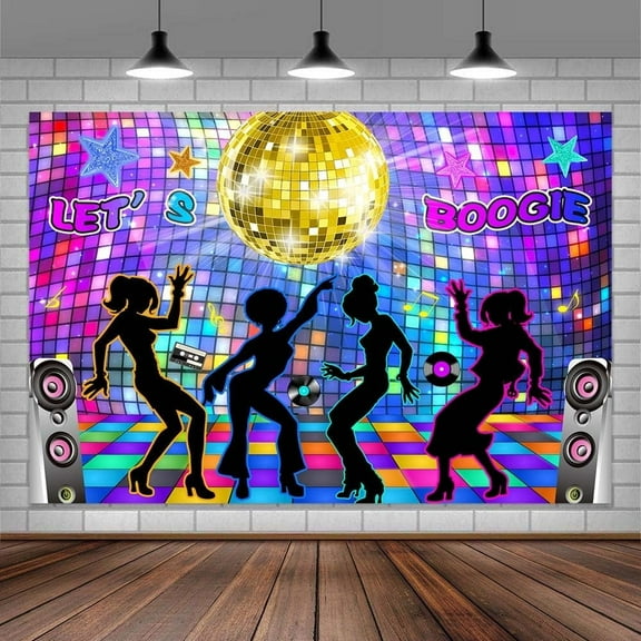 10x8ft Disco Ball Photo Backdrop for Parties Photography Background, Vintage 70s 80s 90s Lets Boogie Themed Music Party Backdrops Photo Booth Prop Decorations Wall Decor Tablecloth