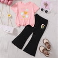 thumbnail image 2 of HCNTES Girls Summer 2 Piece Clothing Set Short Sleeve Top Elastic Waist Pants Children Girls Casual School Dailywear 4T 5T 6T 7T(F02-J,5-6 Years), 2 of 4