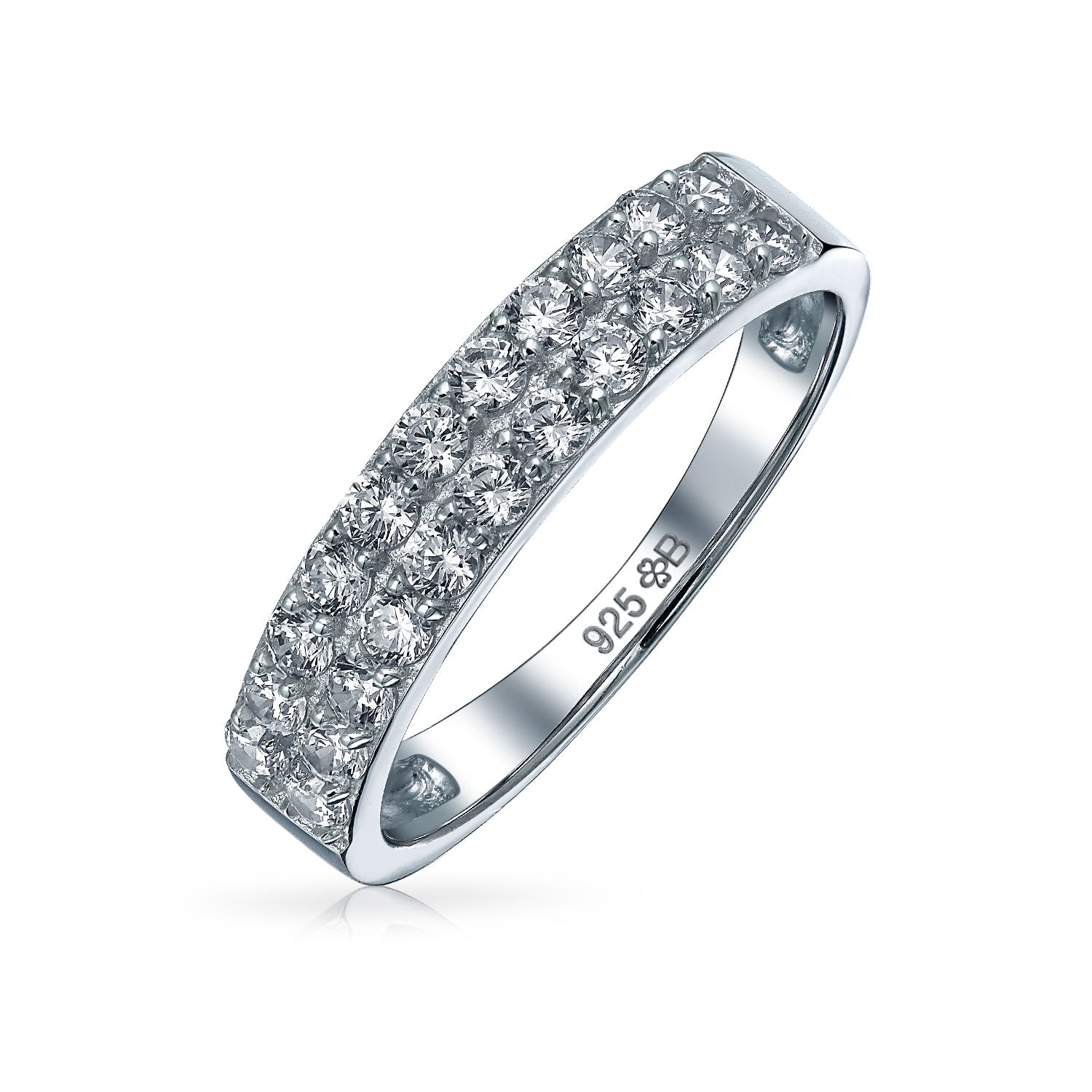 Sterling Silver .925 CZ Pave Vintage Anniversary Eternity Wedding Band Ring 4-10 