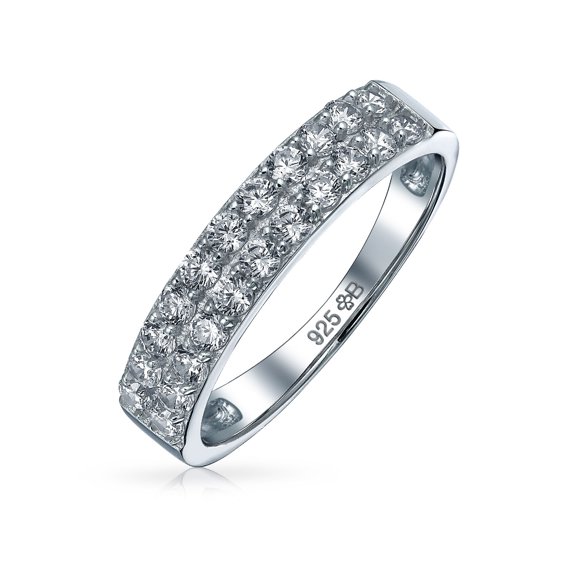 Bling Jewelry Womens Cocktail Statement Ring: Micro Pave CZ Stackable Wedding Band in Sterling Silver