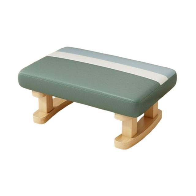 Tnarru Small Low Ottoman Padded Foot Stool Bench Footrest with Wooden Legs Rectangle Short Step Stool for Couch Household Dining Bed Green