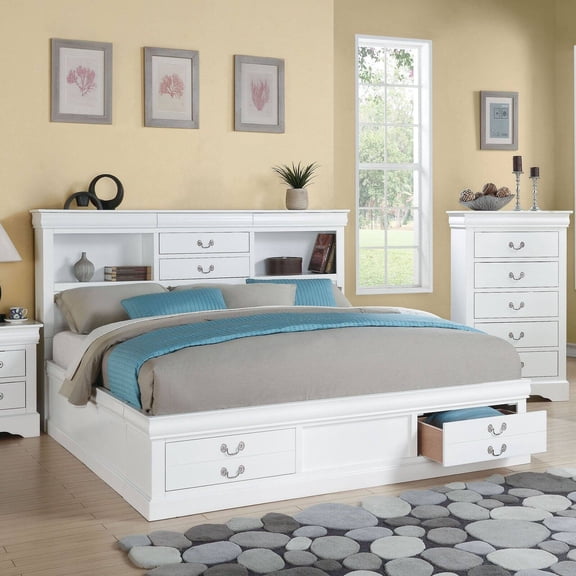 Acme Louis Philippe III Eastern King Bed w/Storage White