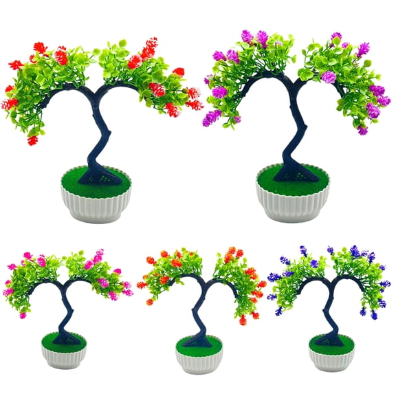 Cheers US Artificial Potted Plant Fake Bonsai Tree Ornament for Desktop Display Home Office Indoor Decor