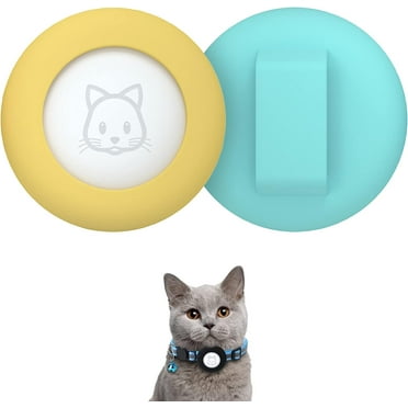 2022 Airtag Cat Collar Holder, Small Air tag Cat Collar Holder Compatible with Apple Airtag GPS Tracker, 2Pack Waterproof Case Cover for Cat Dog Pet Collar Within 3/8 inch (Teal&Yellow)