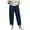 Navy, variant on GEWSEY Cotton Linen Pants Women Elastic High Waist Straight Leg Lounge Pants Casual Slacks Summer Trouser with Pockets (Khaki, S)
