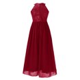 thumbnail image 2 of YEAHDOR Teens Girls Wedding Evening Long Dress Elegant Floral Lace Chiffon Princess Birthday Party Dress Burgundy 8, 2 of 7
