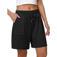 thumbnail image 3 of Women Sweat Shorts Summer Loose Athletic Short Drawstring Waist Lounge Running Shorts with Pockets, 3 of 7