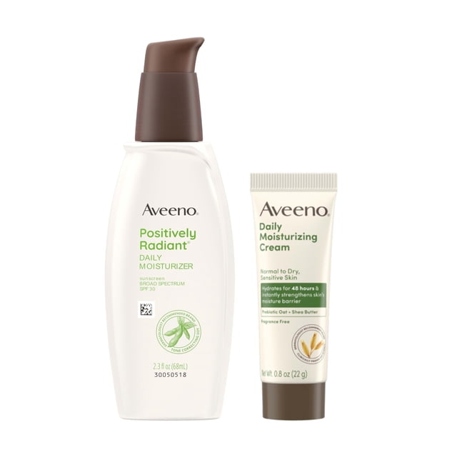 Paquete de cuidado de la piel Aveeno Positively Radiant con SPF30 68 ml x2
