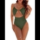 thumbnail image 2 of Traje de Baño de una Pieza para Mujer, con Control de Abdomen, Favorecedor, Atrevido, con Corte Alto, Verde XXL, 2 of 10