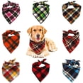 thumbnail image 1 of Paquete de 8 bandanas lavables para perros - Reversibles - Ajustables - Triángulo - Pajaritas para mascotas y gatos (color aleatorio) Rojo Verde, 1 of 5