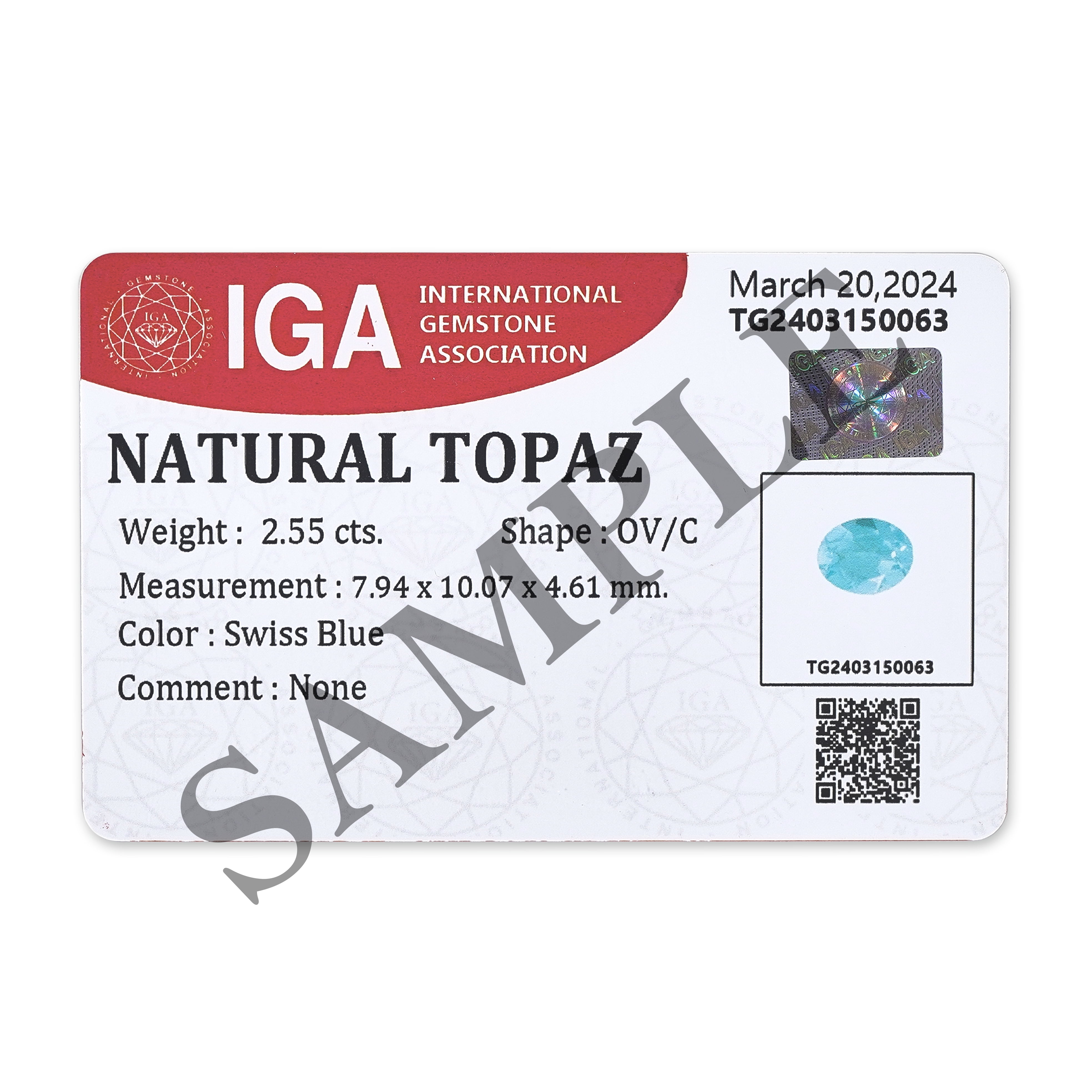 Certified Natural 2.75 Carat Swiss Blue Topaz Oval Shape Brilliant Cut 10x8 mm Loose Gemstone December Birthstone