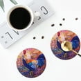 thumbnail image 4 of Pofeuu Rooster Oil Painting Print Coasters for Drinks, 4Pack PU Leather Coasters, Bar Drink Coasters for Tabletop Protection, Furniture from Damage-Round Shape, 4 of 6