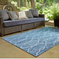 thumbnail image 4 of Unique Loom Outdoor Trellis Collection Area Rug - Links Trellis (9' x 12' Rectangle, Blue/ Ivory), 4 of 4