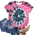 thumbnail image 4 of Mifsaly Tie-Dye Cotton T-Shirt for Women Short Sleeve Crew Neck Casual Summer Tops Colorful Print Lightweight Breathable Casual Blouse XXXL, 4 of 6