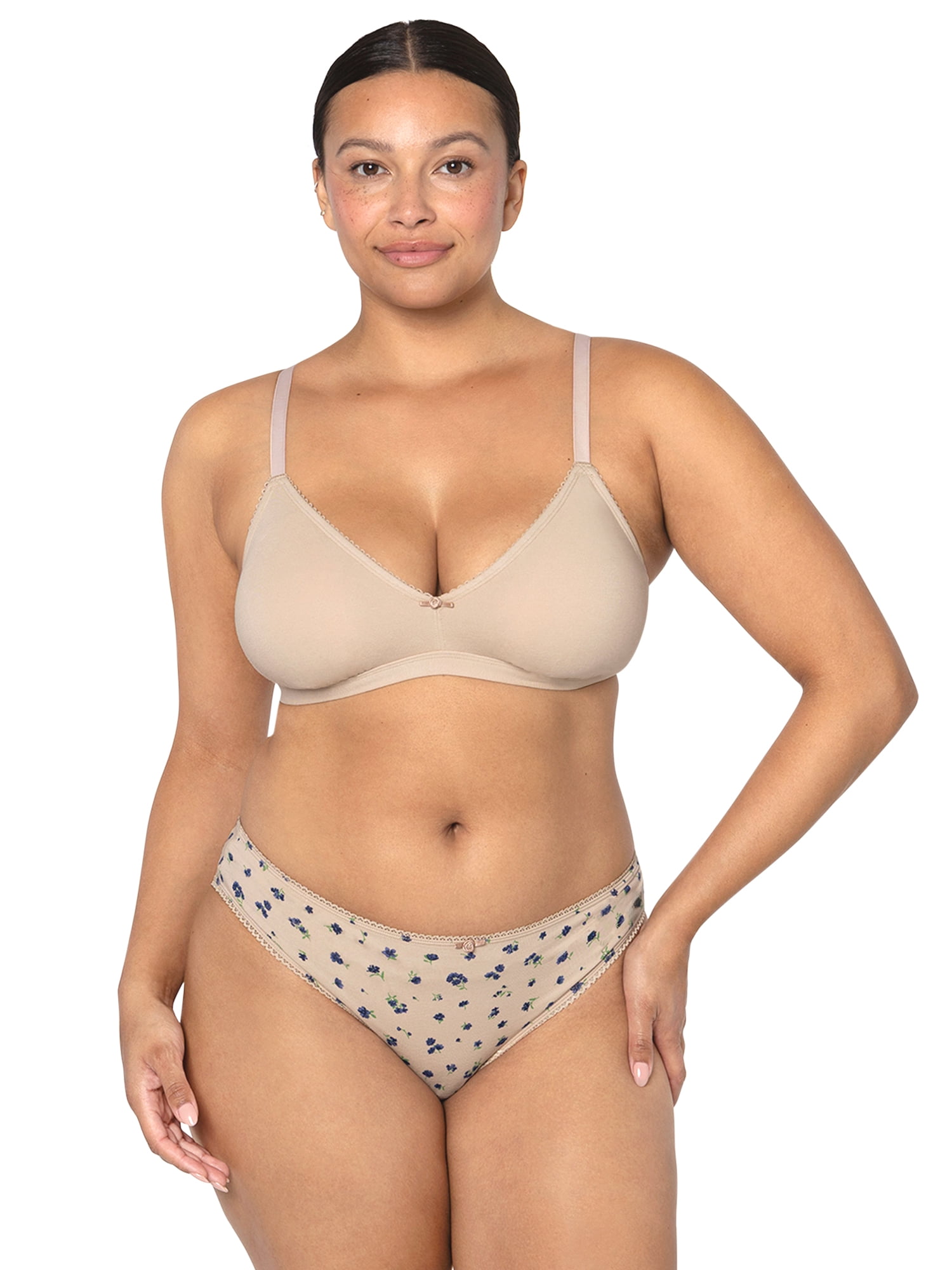 fresh collection by Fruit of the Loom Women's Cotton Triangle Bralette and Bikini Underwear Set