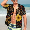 thumbnail image 4 of Uemuo Sunflowers Leaves Printed Regular Fit Short Sleeve Casual Hawaiian Shirt for Men,Aloha shirt,Tropical shirt,Floral print shirt,Vacation Beach shirt-X-Large, 4 of 9