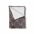 thumbnail image 2 of Traditional Soft Flannel Fleece Blanket, Damask Style Grey Motifs with Little Dots and Curly Leaves Vintage Art, Cozy Plush for Indoor and Outdoor Use, 50" x 70", Mauve Charcoal Grey, by Ambesonne, 2 of 6