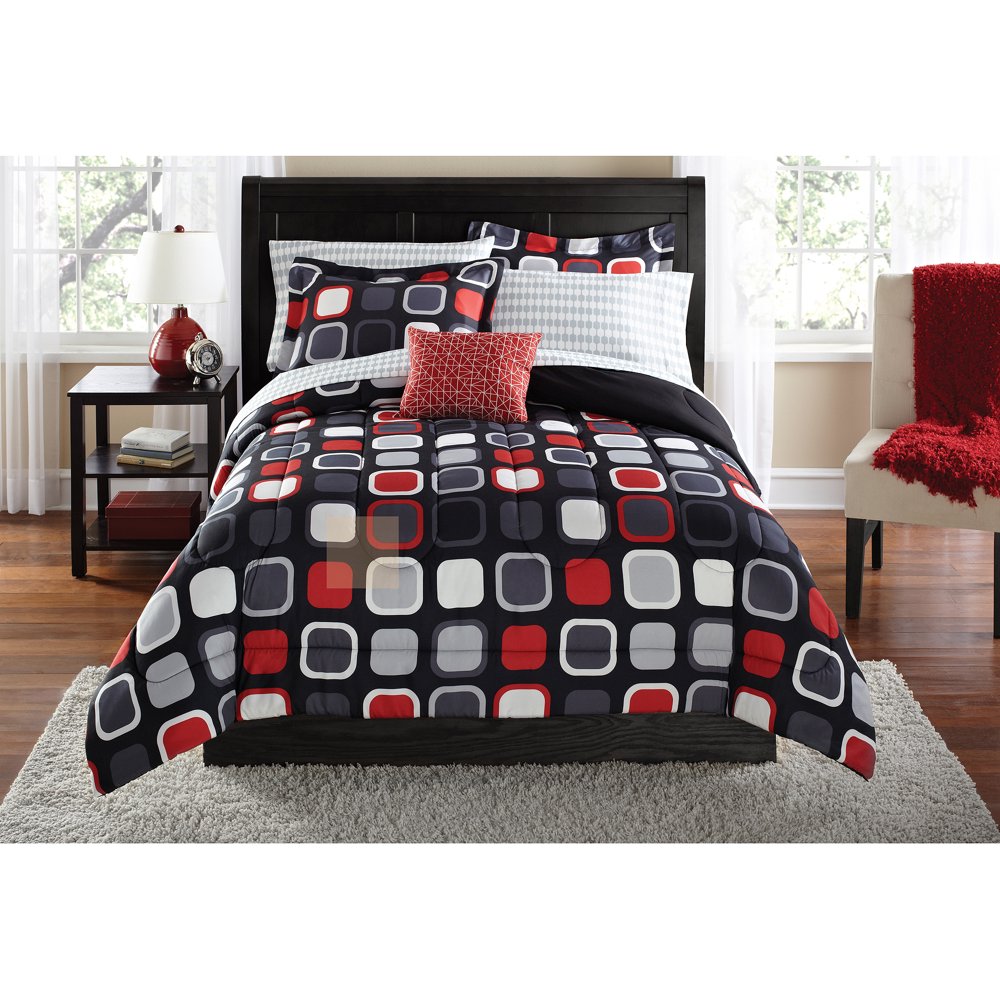 Mainstays Evans Geometric Bed in a Bag Coordinated Bedding Walmart