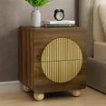 thumbnail image 2 of 23" Fluted Nightstands with Solid Wood Legs, Modern Style Walnut Bedside Table with Round Moon Handle & Storage, Mid Century Cute Night Stand for Bedroom, Side Table, End Table for Dorm, 2 of 9