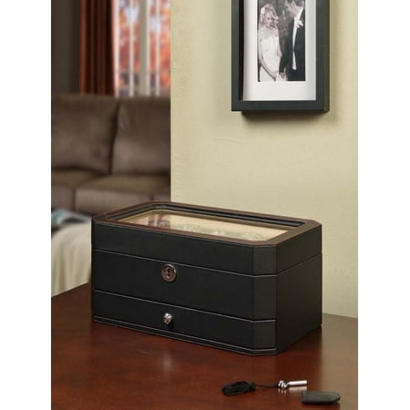 Carter 10-Watch Box with Drawer - Black