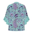 thumbnail image 5 of Miqool Women's Retro Floral Print Boho Tops Dressy Casual V Neck Buttons Ruffled 3/4 Sleeve Blouses Summer Vacation Beach Shirts, 5 of 5