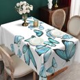 thumbnail image 3 of Teal Blue Tablecloth,Butterfly Linen Table Cloth,Table Cover for Dining Kitchen Decor Party Banquet,54x78, 3 of 5