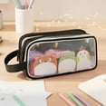 thumbnail image 5 of allydrew 2 Compartment Large Grid Transparent Mesh Pencil Case, Pencil Pouch for Stationery Tools, Makeup, and Travel, Black, 5 of 5