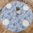 thumbnail image 1 of GFDYREE Nappe Ronde Ajustée en Vinyle avec Endos en Flanelle, Bord Élastique, Nappe en Plastique Imperméable, Résistante aux Taches, Essuyable, pour Table Ronde de 40 Pouces-44 Pouces, 1 of 7