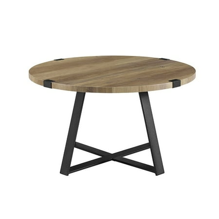 30" Metal Wrap Round Coffee Table - Rustic Oak/Black