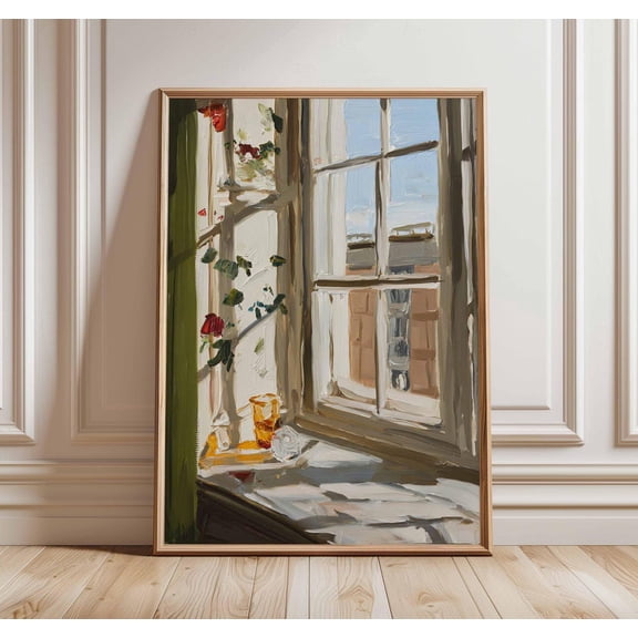 Sunlit Window Rustic Still Life Art Farmhouse Home Decor Wall Art, Unframed Canvas